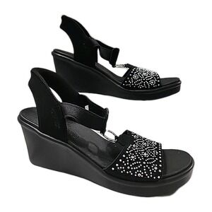 Skechers Slip-ins:‎ Rumble On Dancing Away Black/Silver Metallic Women's 8 Vegan